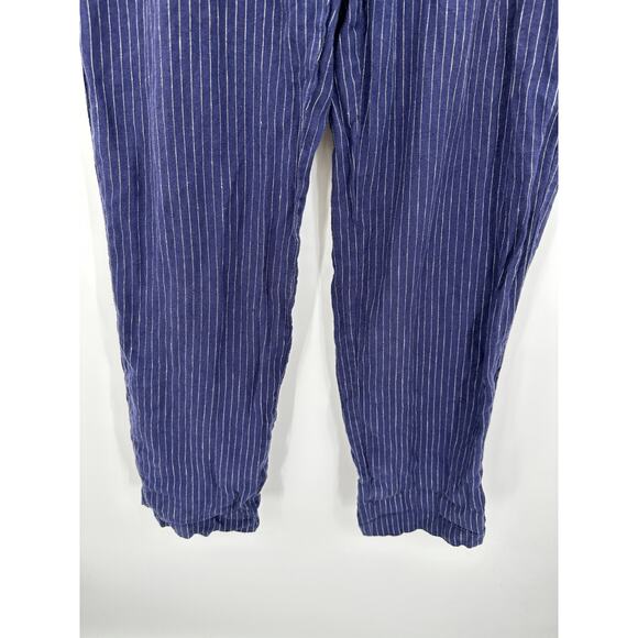 Tommy Hilfiger Striped Linen Blend Pants Drawstring Waist Casual Trousers Large - Picture 3 of 8